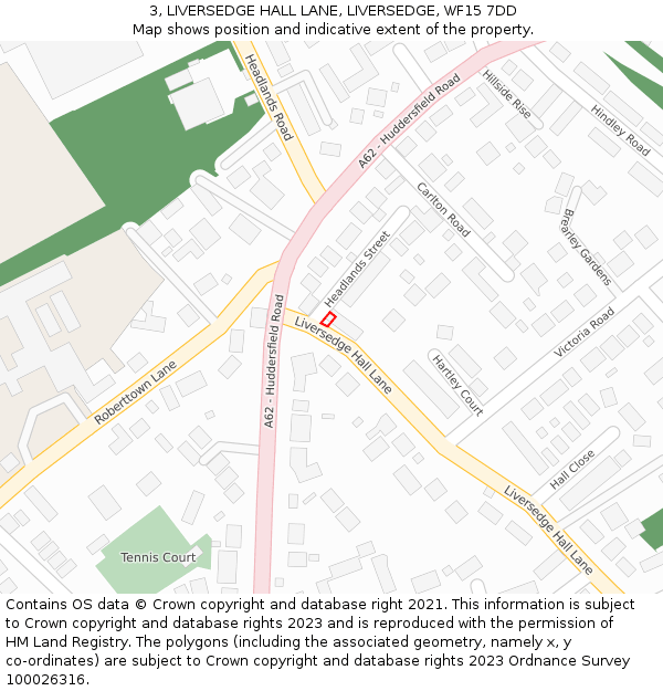 3, LIVERSEDGE HALL LANE, LIVERSEDGE, WF15 7DD: Location map and indicative extent of plot