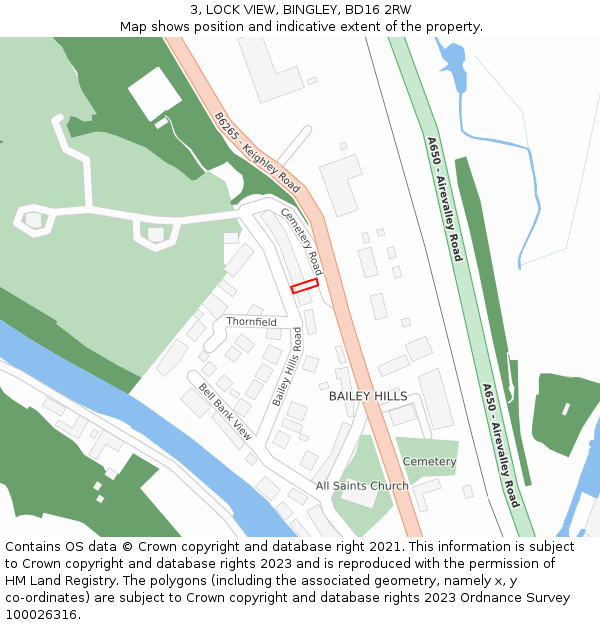 3, LOCK VIEW, BINGLEY, BD16 2RW: Location map and indicative extent of plot