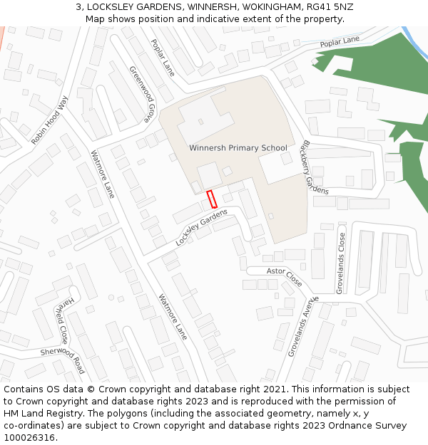 3, LOCKSLEY GARDENS, WINNERSH, WOKINGHAM, RG41 5NZ: Location map and indicative extent of plot