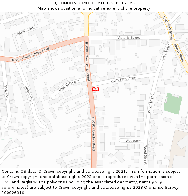 3, LONDON ROAD, CHATTERIS, PE16 6AS: Location map and indicative extent of plot