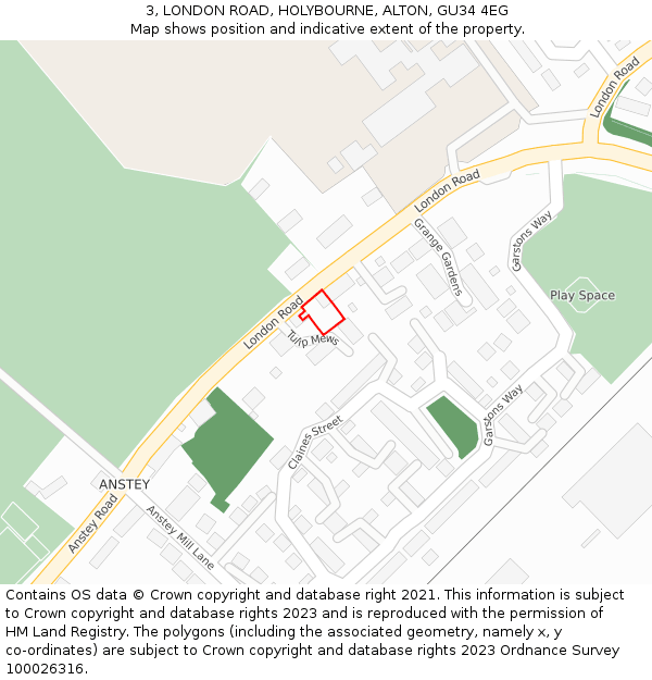 3, LONDON ROAD, HOLYBOURNE, ALTON, GU34 4EG: Location map and indicative extent of plot