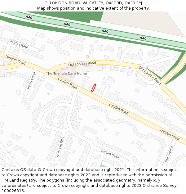 3, LONDON ROAD, WHEATLEY, OXFORD, OX33 1YJ: Location map and indicative extent of plot
