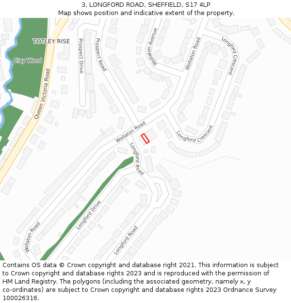 3, LONGFORD ROAD, SHEFFIELD, S17 4LP: Location map and indicative extent of plot
