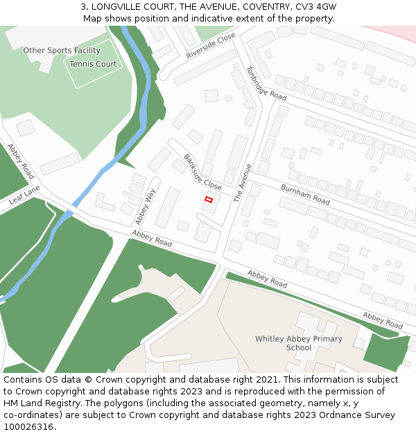 3, LONGVILLE COURT, THE AVENUE, COVENTRY, CV3 4GW: Location map and indicative extent of plot