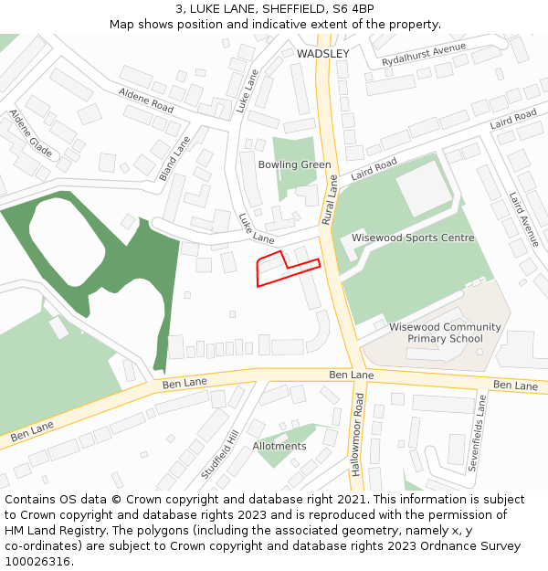 3, LUKE LANE, SHEFFIELD, S6 4BP: Location map and indicative extent of plot