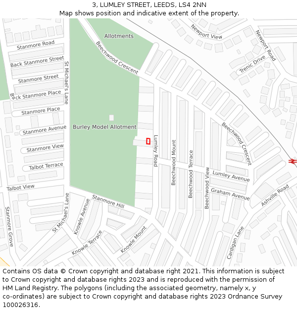 3, LUMLEY STREET, LEEDS, LS4 2NN: Location map and indicative extent of plot