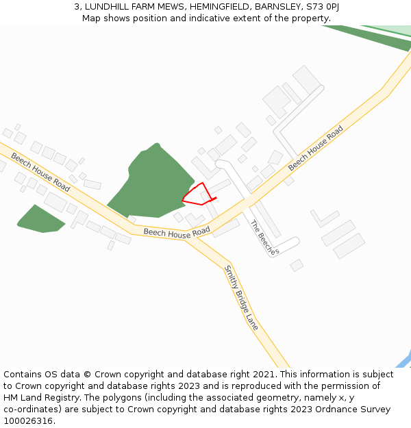 3, LUNDHILL FARM MEWS, HEMINGFIELD, BARNSLEY, S73 0PJ: Location map and indicative extent of plot