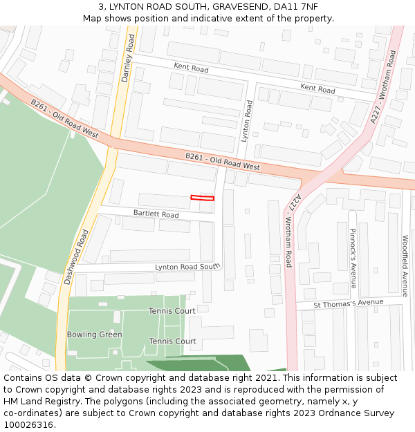 3, LYNTON ROAD SOUTH, GRAVESEND, DA11 7NF: Location map and indicative extent of plot