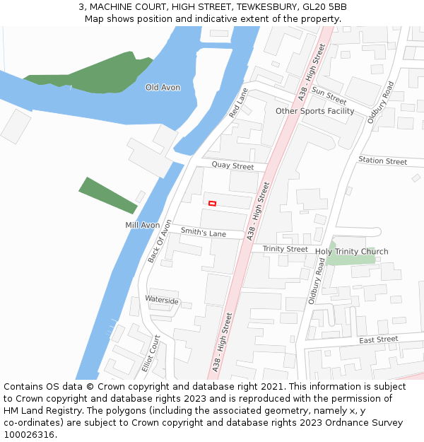 3, MACHINE COURT, HIGH STREET, TEWKESBURY, GL20 5BB: Location map and indicative extent of plot