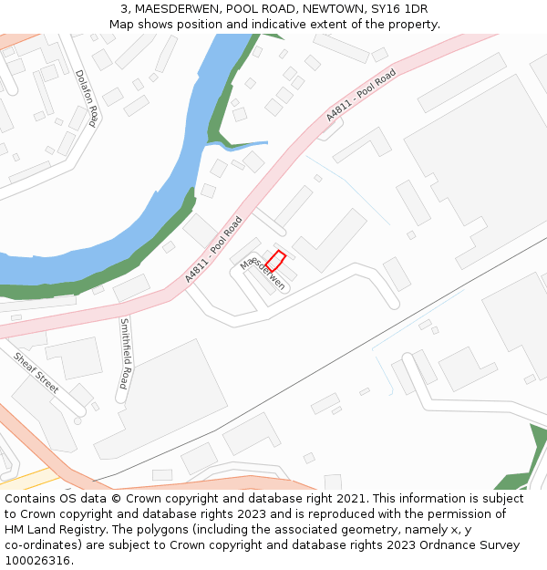 3, MAESDERWEN, POOL ROAD, NEWTOWN, SY16 1DR: Location map and indicative extent of plot