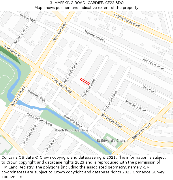 3, MAFEKING ROAD, CARDIFF, CF23 5DQ: Location map and indicative extent of plot