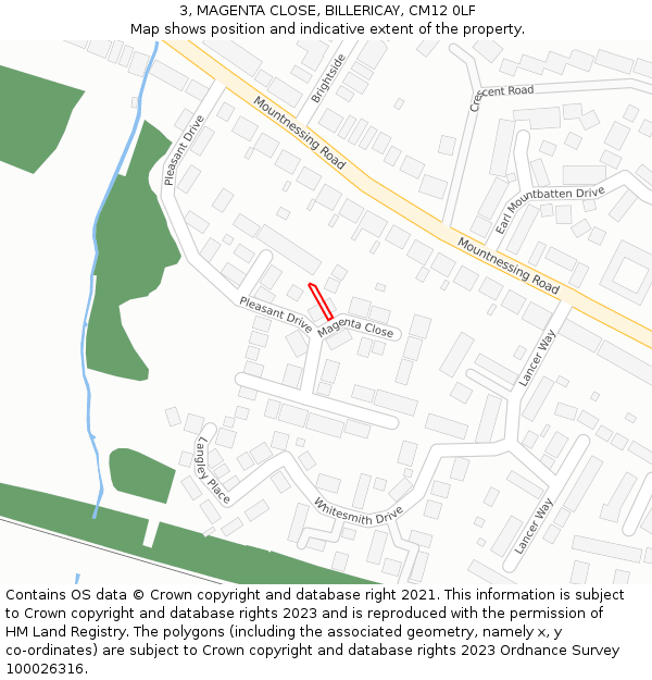3, MAGENTA CLOSE, BILLERICAY, CM12 0LF: Location map and indicative extent of plot