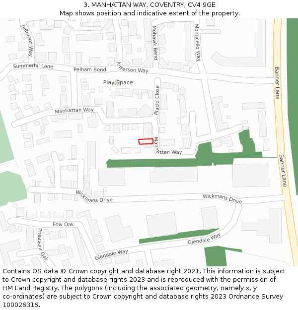 3, MANHATTAN WAY, COVENTRY, CV4 9GE: Location map and indicative extent of plot