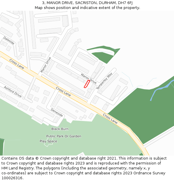 3, MANOR DRIVE, SACRISTON, DURHAM, DH7 6FJ: Location map and indicative extent of plot