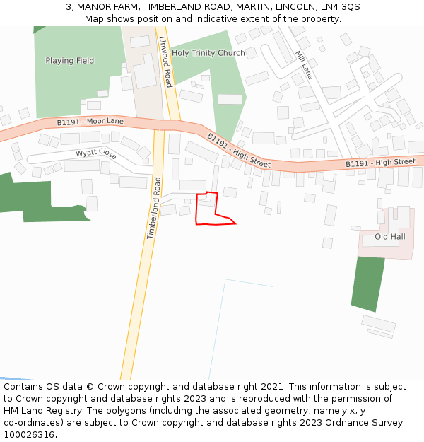 3, MANOR FARM, TIMBERLAND ROAD, MARTIN, LINCOLN, LN4 3QS: Location map and indicative extent of plot