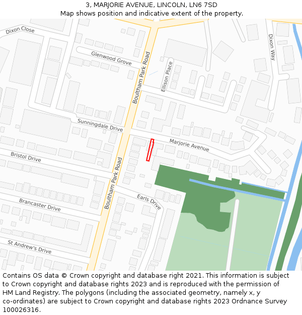 3, MARJORIE AVENUE, LINCOLN, LN6 7SD: Location map and indicative extent of plot