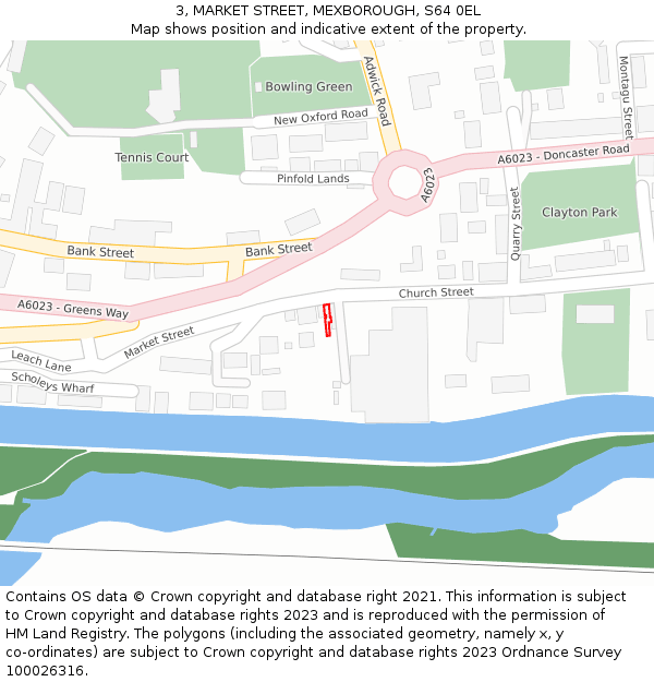 3, MARKET STREET, MEXBOROUGH, S64 0EL: Location map and indicative extent of plot