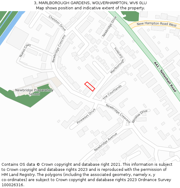 3, MARLBOROUGH GARDENS, WOLVERHAMPTON, WV6 0LU: Location map and indicative extent of plot
