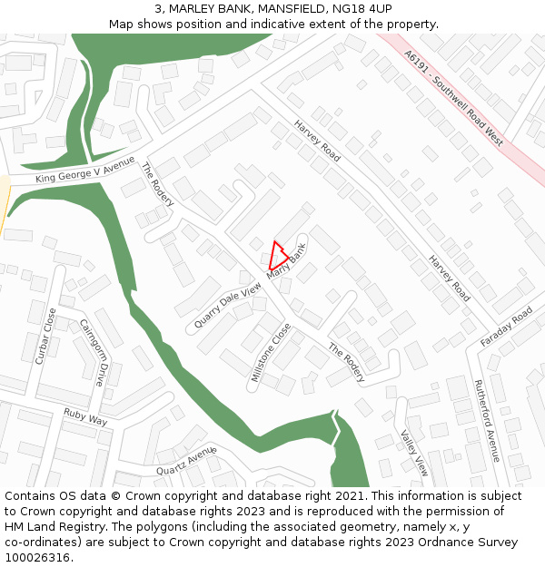 3, MARLEY BANK, MANSFIELD, NG18 4UP: Location map and indicative extent of plot