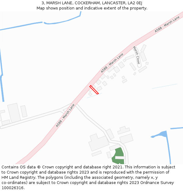 3, MARSH LANE, COCKERHAM, LANCASTER, LA2 0EJ: Location map and indicative extent of plot