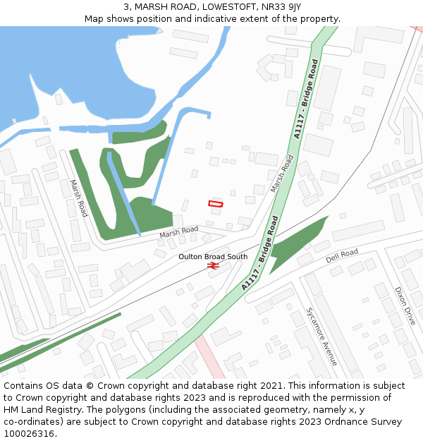 3, MARSH ROAD, LOWESTOFT, NR33 9JY: Location map and indicative extent of plot