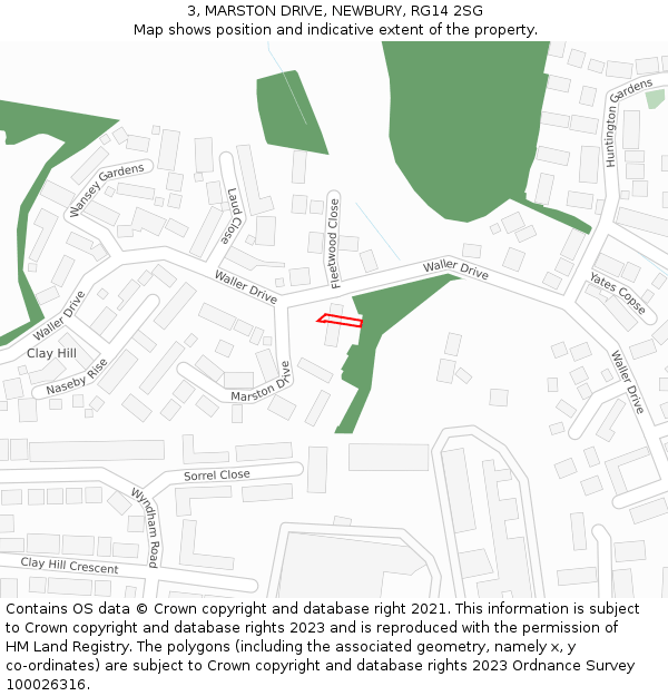 3, MARSTON DRIVE, NEWBURY, RG14 2SG: Location map and indicative extent of plot