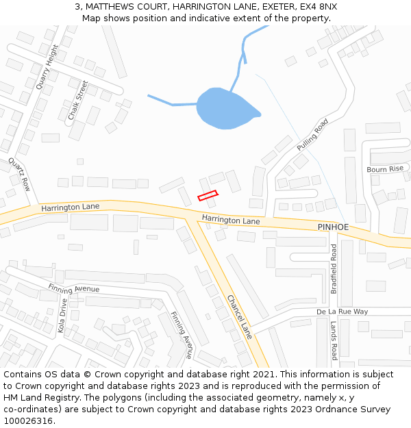 3, MATTHEWS COURT, HARRINGTON LANE, EXETER, EX4 8NX: Location map and indicative extent of plot