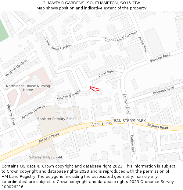 3, MAYFAIR GARDENS, SOUTHAMPTON, SO15 2TW: Location map and indicative extent of plot