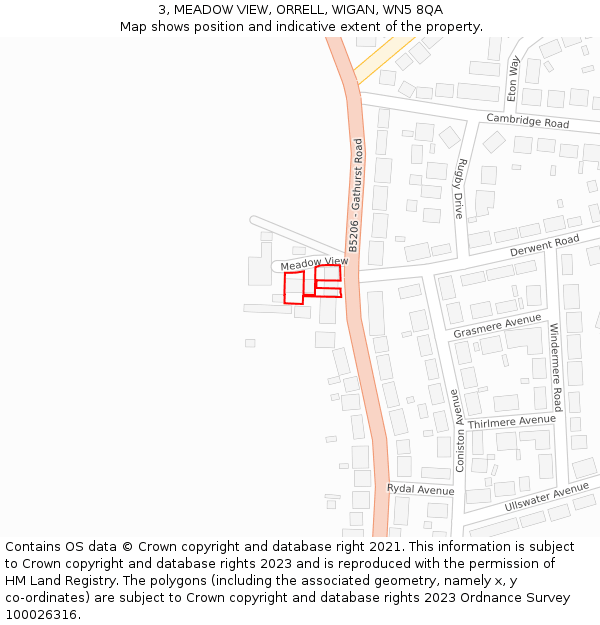3, MEADOW VIEW, ORRELL, WIGAN, WN5 8QA: Location map and indicative extent of plot