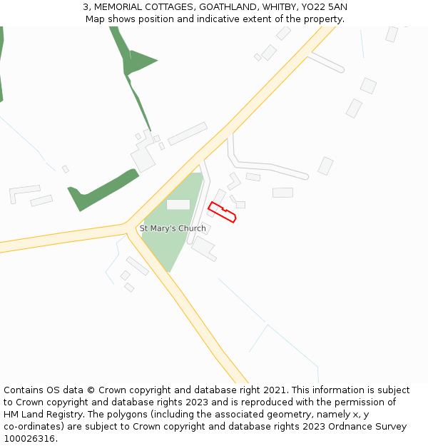 3, MEMORIAL COTTAGES, GOATHLAND, WHITBY, YO22 5AN: Location map and indicative extent of plot