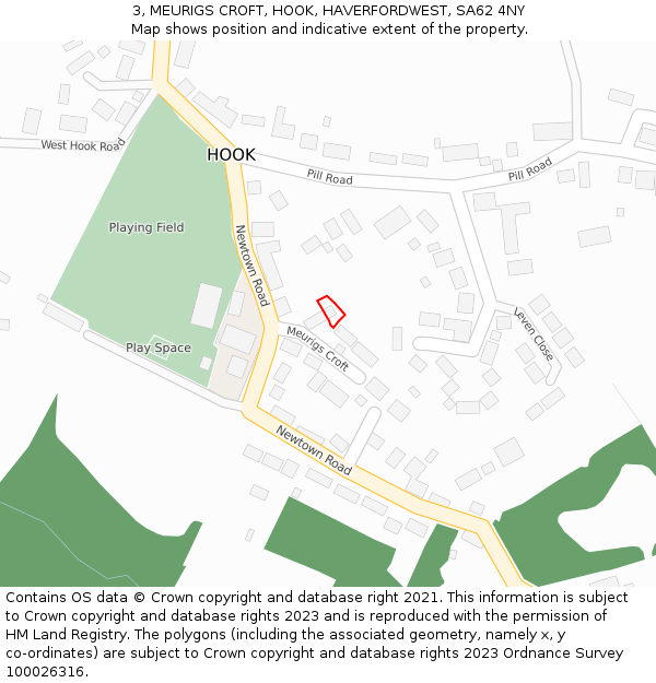 3, MEURIGS CROFT, HOOK, HAVERFORDWEST, SA62 4NY: Location map and indicative extent of plot