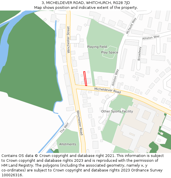 3, MICHELDEVER ROAD, WHITCHURCH, RG28 7JD: Location map and indicative extent of plot