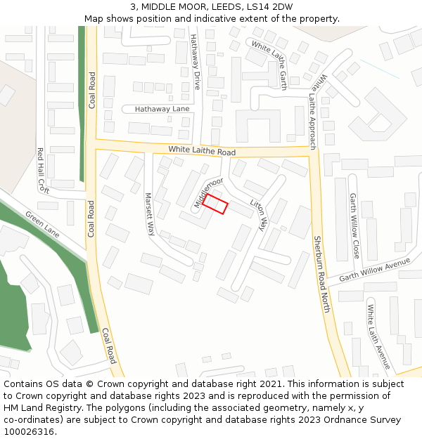 3, MIDDLE MOOR, LEEDS, LS14 2DW: Location map and indicative extent of plot