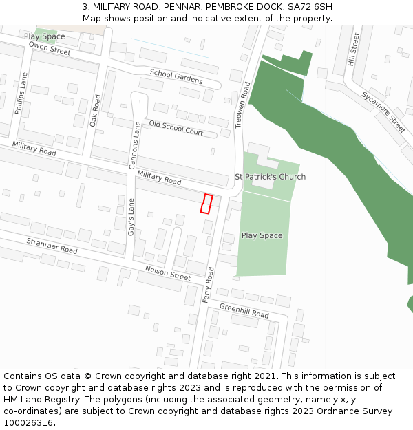 3, MILITARY ROAD, PENNAR, PEMBROKE DOCK, SA72 6SH: Location map and indicative extent of plot