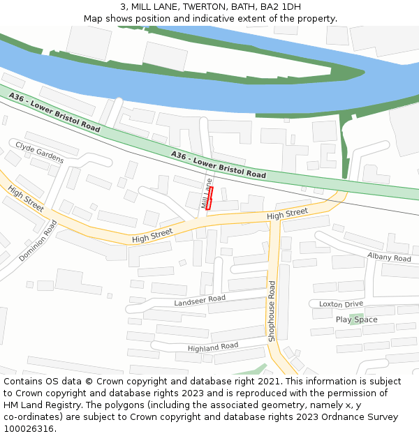 3, MILL LANE, TWERTON, BATH, BA2 1DH: Location map and indicative extent of plot