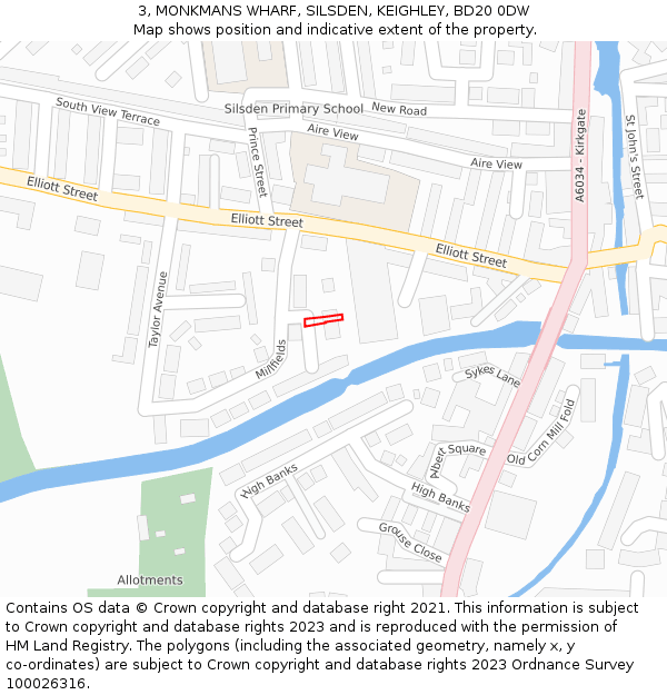 3, MONKMANS WHARF, SILSDEN, KEIGHLEY, BD20 0DW: Location map and indicative extent of plot