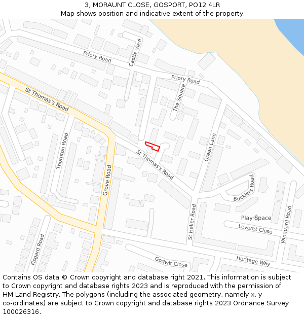3, MORAUNT CLOSE, GOSPORT, PO12 4LR: Location map and indicative extent of plot