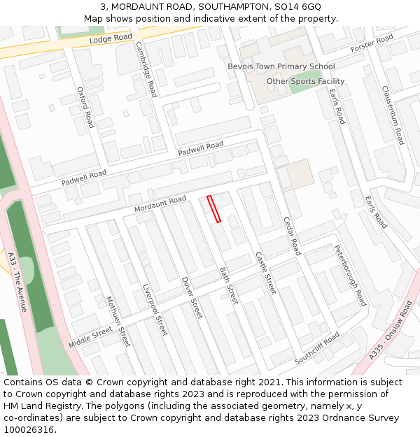 3, MORDAUNT ROAD, SOUTHAMPTON, SO14 6GQ: Location map and indicative extent of plot