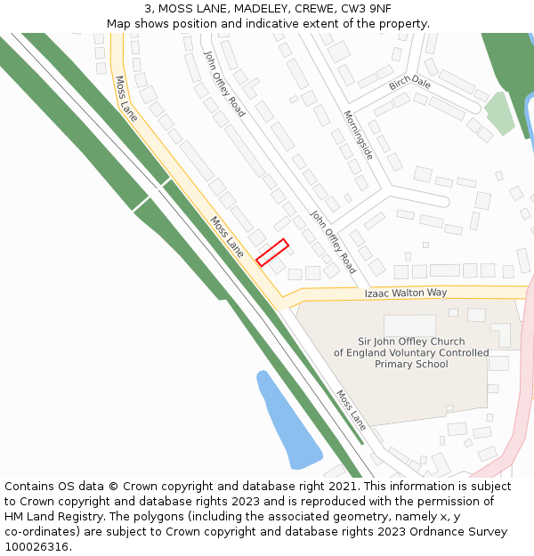 3, MOSS LANE, MADELEY, CREWE, CW3 9NF: Location map and indicative extent of plot