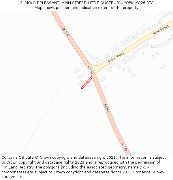 3, MOUNT PLEASANT, MAIN STREET, LITTLE OUSEBURN, YORK, YO26 9TG: Location map and indicative extent of plot