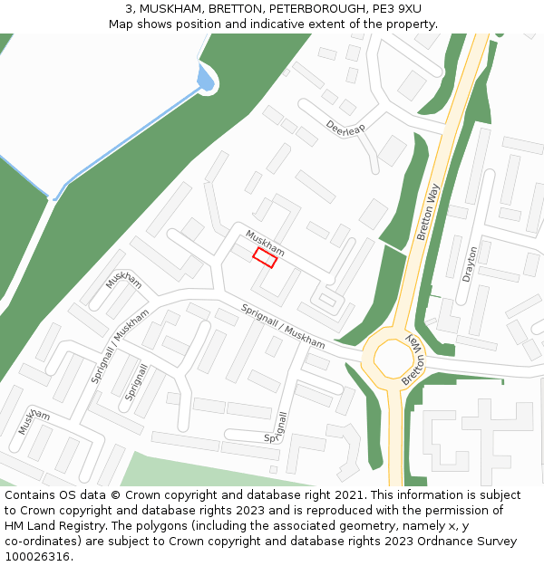 3, MUSKHAM, BRETTON, PETERBOROUGH, PE3 9XU: Location map and indicative extent of plot