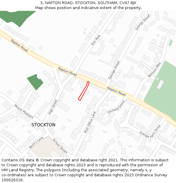 3, NAPTON ROAD, STOCKTON, SOUTHAM, CV47 8JX: Location map and indicative extent of plot