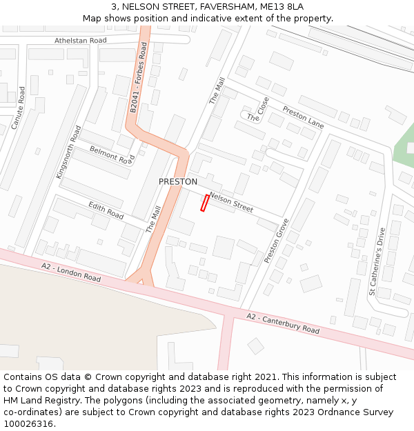 3, NELSON STREET, FAVERSHAM, ME13 8LA: Location map and indicative extent of plot