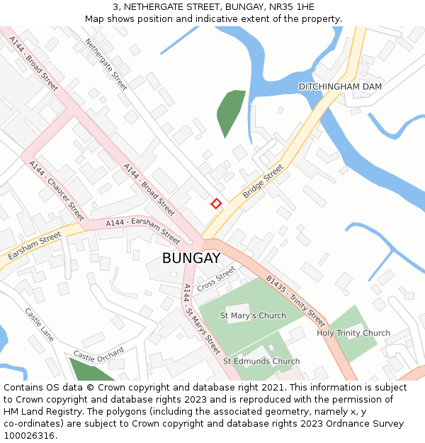 3, NETHERGATE STREET, BUNGAY, NR35 1HE: Location map and indicative extent of plot