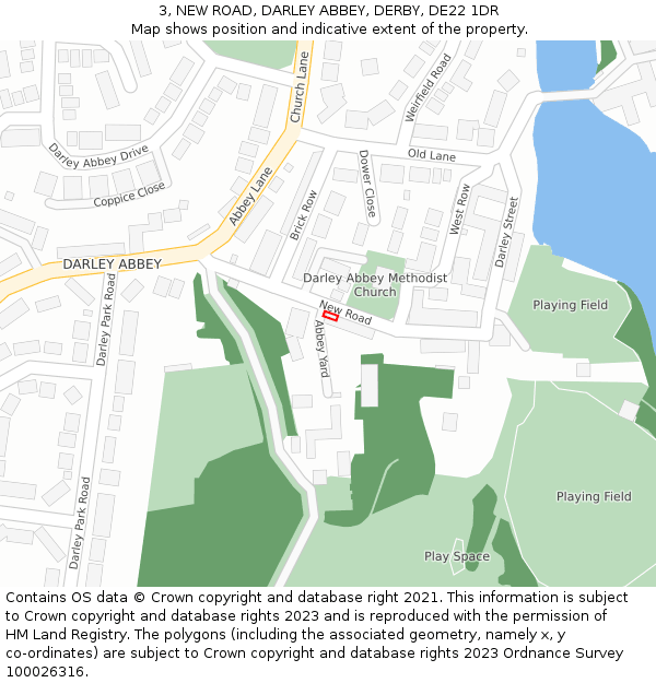 3, NEW ROAD, DARLEY ABBEY, DERBY, DE22 1DR: Location map and indicative extent of plot