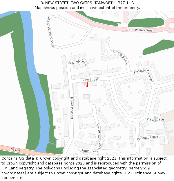 3, NEW STREET, TWO GATES, TAMWORTH, B77 1HD: Location map and indicative extent of plot