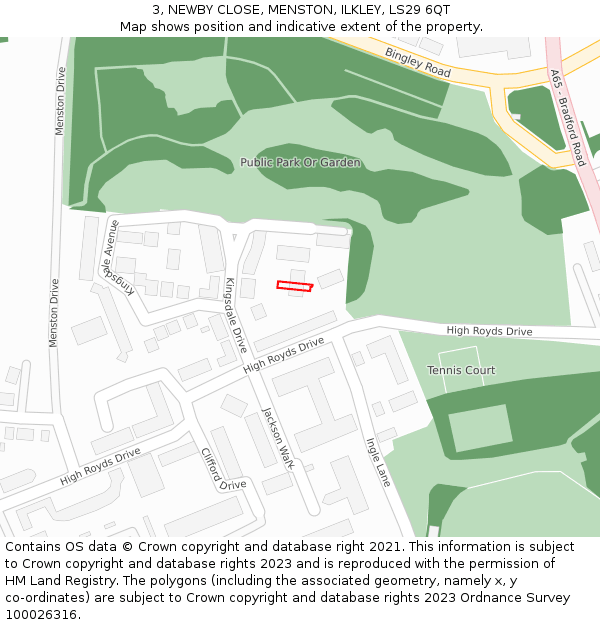 3, NEWBY CLOSE, MENSTON, ILKLEY, LS29 6QT: Location map and indicative extent of plot