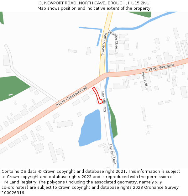 3, NEWPORT ROAD, NORTH CAVE, BROUGH, HU15 2NU: Location map and indicative extent of plot