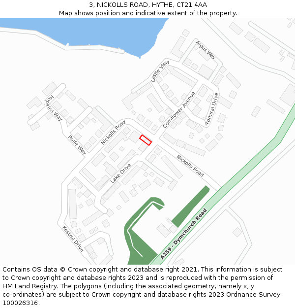 3, NICKOLLS ROAD, HYTHE, CT21 4AA: Location map and indicative extent of plot