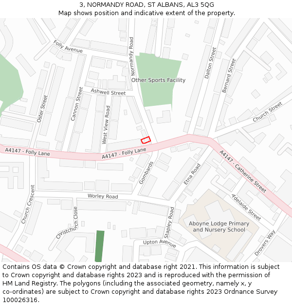 3, NORMANDY ROAD, ST ALBANS, AL3 5QG: Location map and indicative extent of plot